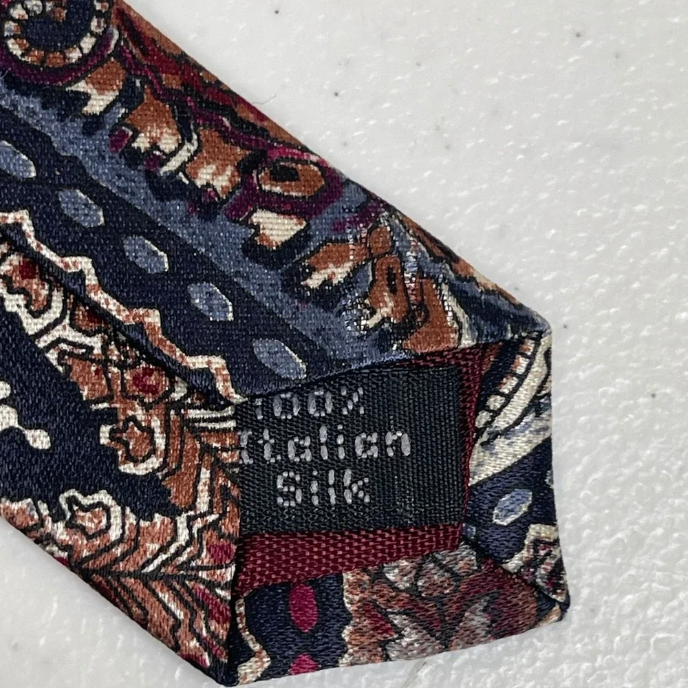Vintage Stafford Paisley Silk Tie Multicolor Italian Silk Geometric Pattern 90s‎